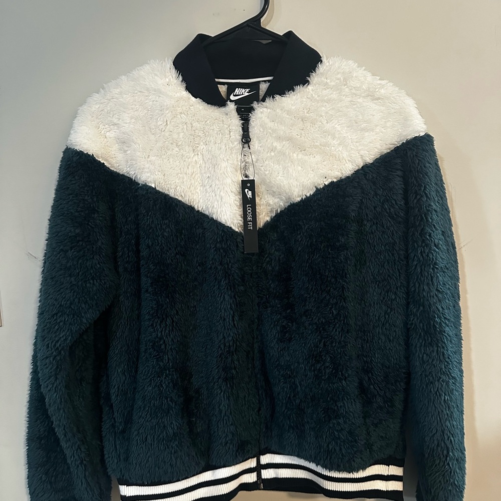 Nike Black and White Fleece Jacket